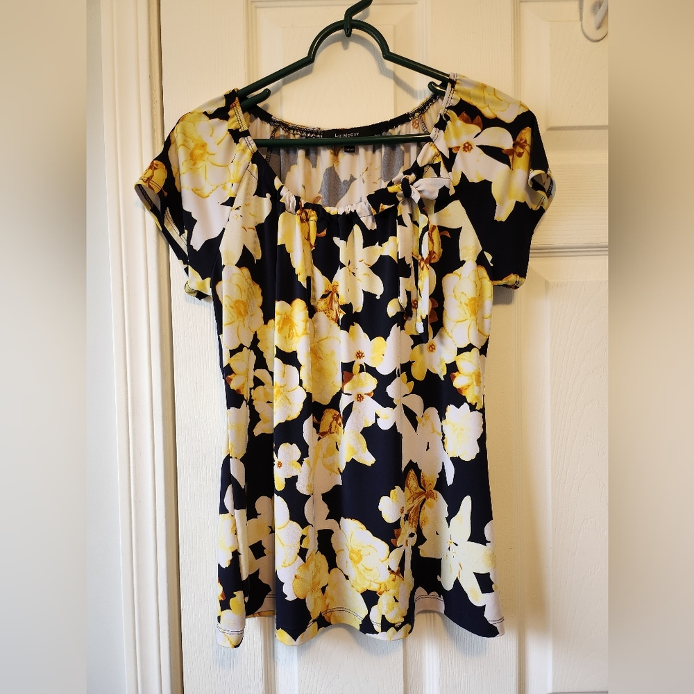 Navy & Yellow blouse size XL